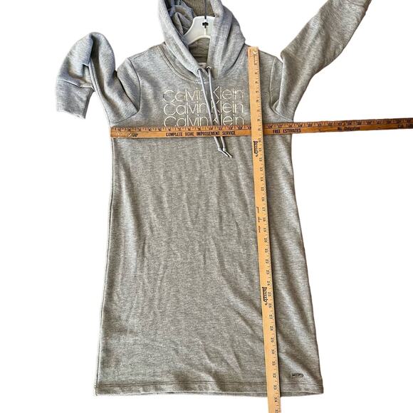 CALVIN KLEIN gray hooded tunic sweatshirt dress SIZE small - Picture 11 of 11